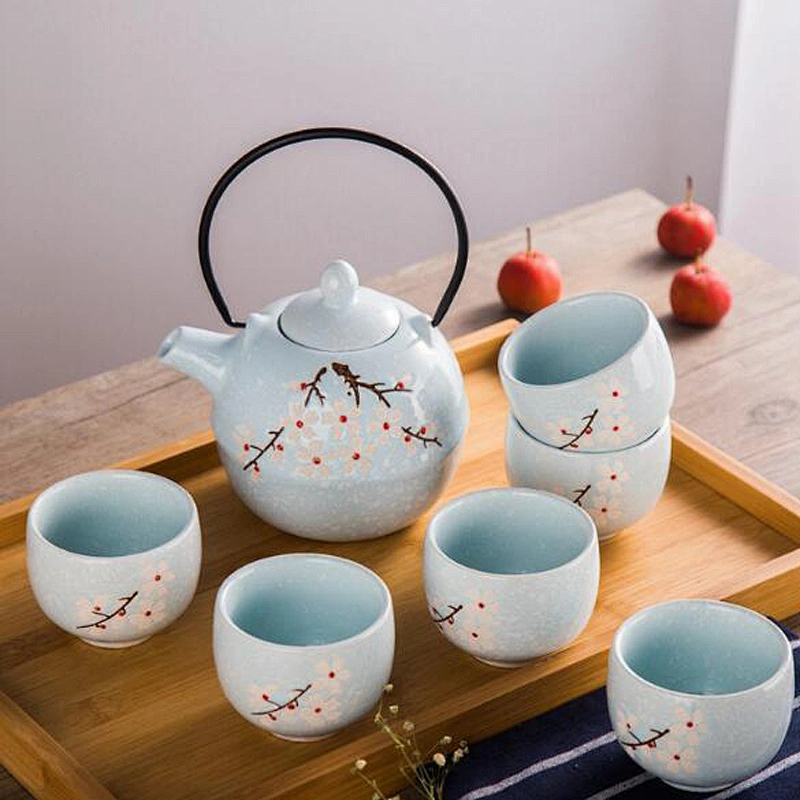 Customized Logo Door Gifts Popular Home Used Porcelain Tea Pot Cup Set  Handmade Ceramic Tea Set