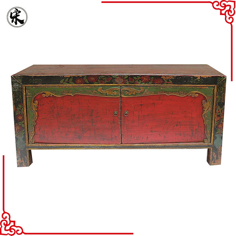 beijing chinese antique rustic wood painted furniture