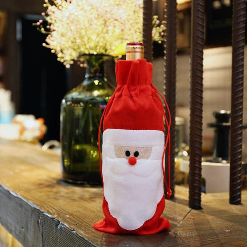 Wholesale Creative Christmas Decoration Gift Santa Claus Red Wine Bottle Sleeve Christmas Crafts Home Decor