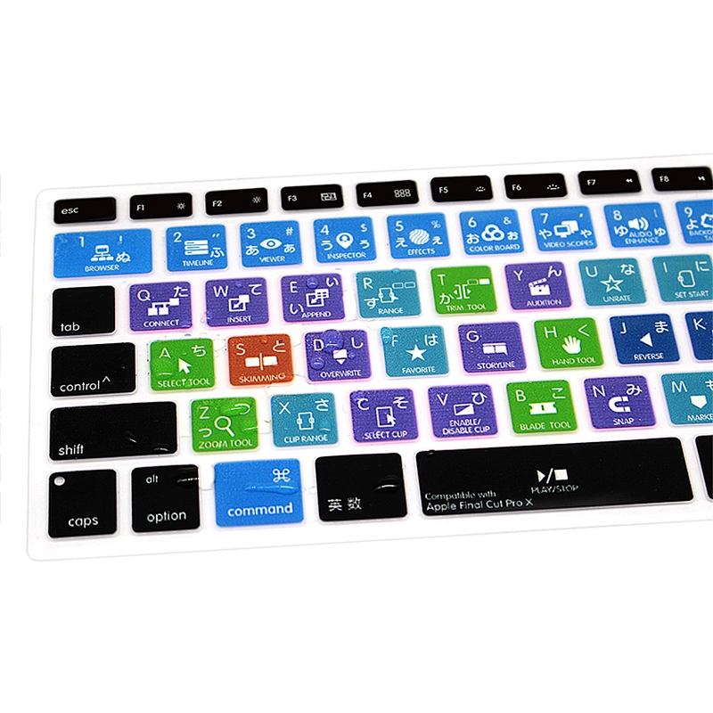 aliexpress drop shipping Final Cut Pro X Hotkeys Silicone Keyboard Cover For Macbook Pro 15 Inch japanese keyboard