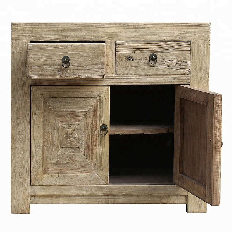 orieantal chinese antique distressed reclaimed elm wood nightstand bedroom furniture