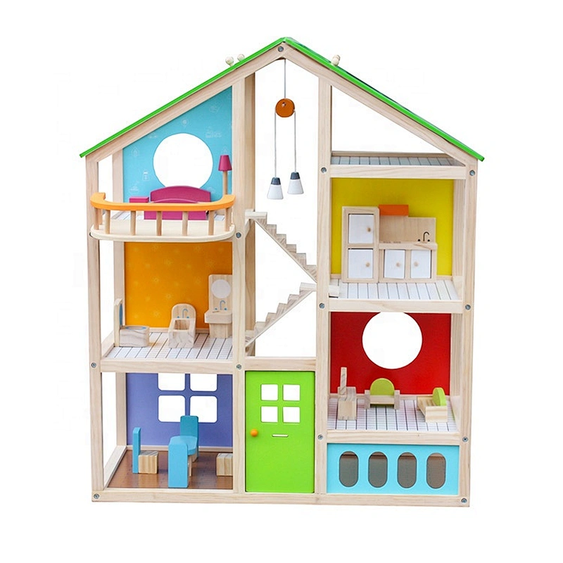 Venta al por mayor de niños juguetes en miniatura de madera kits de casa de muñecas para fingir W06A281