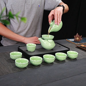 New style ceramic product jade green color cup water bottle for business gift box