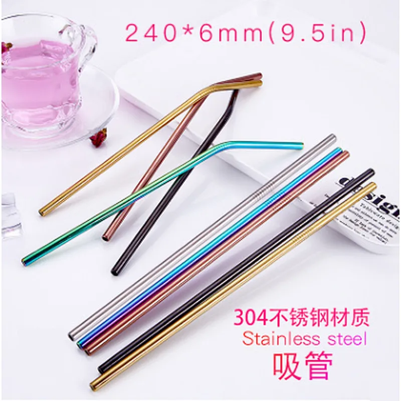 Factory Wholesale Color Drinking Custom Stainless Steel Straw  Reusable Metal Straw