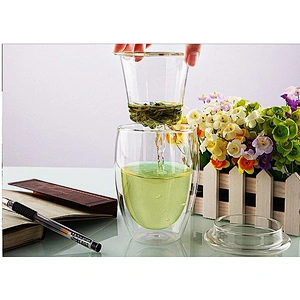 Customized Double Wall Glass Tea Cup Wholesale High Quality Transparent Glass Cup With Infuser