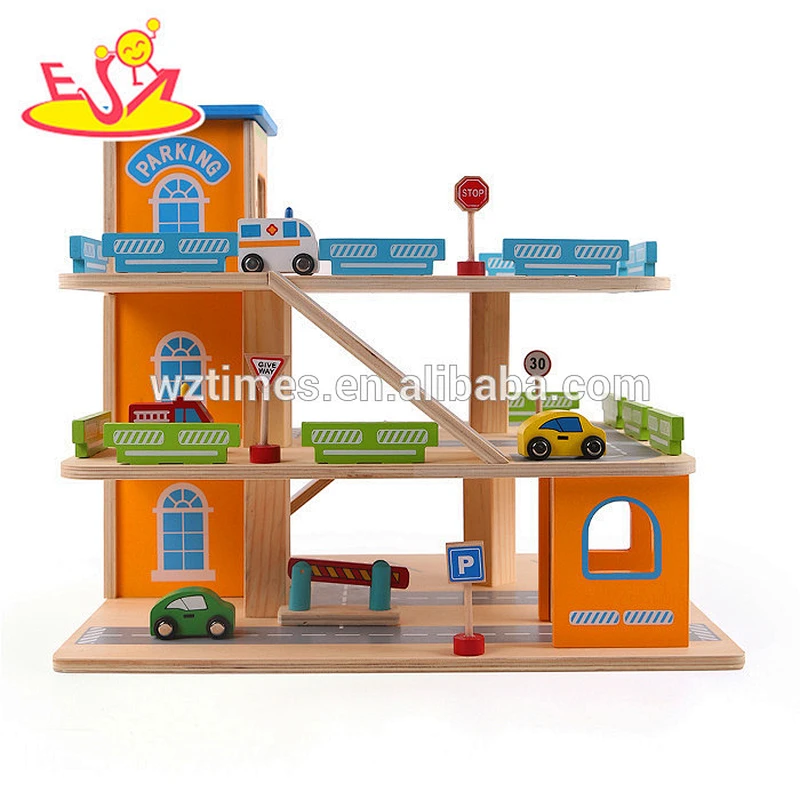 2018 wholesale baby wooden parking lot set toy new design kids wooden parking lot set toy wooden parking lot set toy W04B036