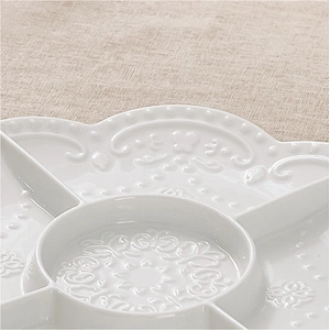 AAA grade white compartment tray snack ware porcelain plate