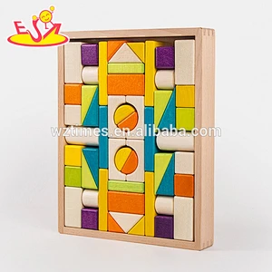 2018 Wholesale preschool wooden kids building blocks construction toys W13A131