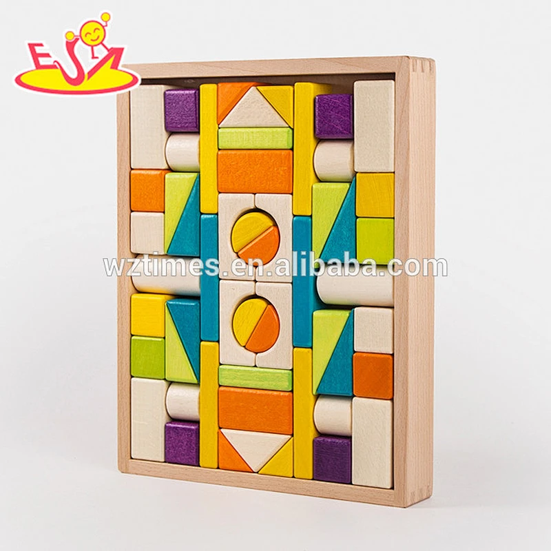 2018 Wholesale preschool wooden kids building blocks construction toys W13A131