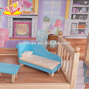 Wholesale beautiful baby wooden dollhouse toy 34 furniture pieces baby wooden doll house toy W06A217