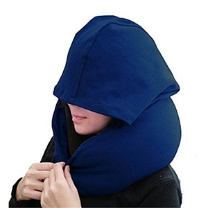 Hooded Travel Pillow Neck Memory Foam U Shaped Support Head Rest Airplane Car