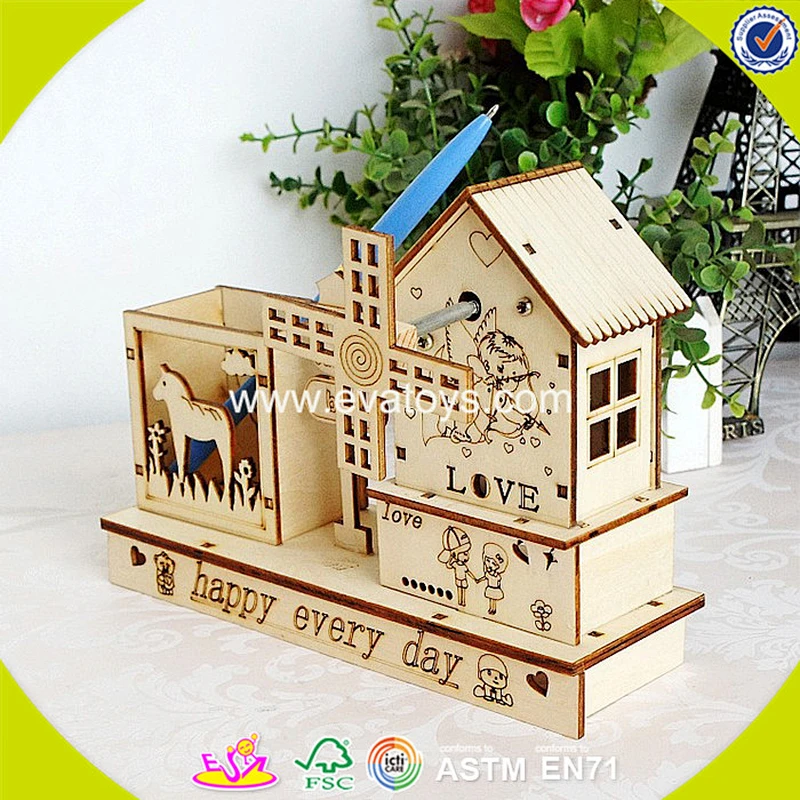 wholesale top fashion kids wooden brush pot popular children wooden brush pot W02A030
