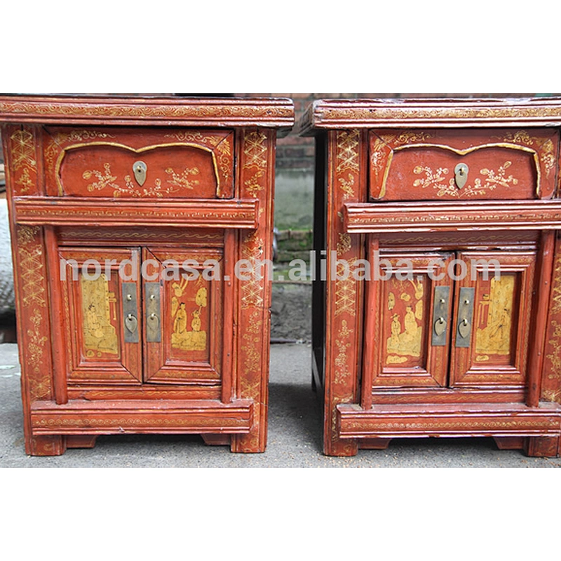 bedroom old cabinet chinese antique small cabinet red&black