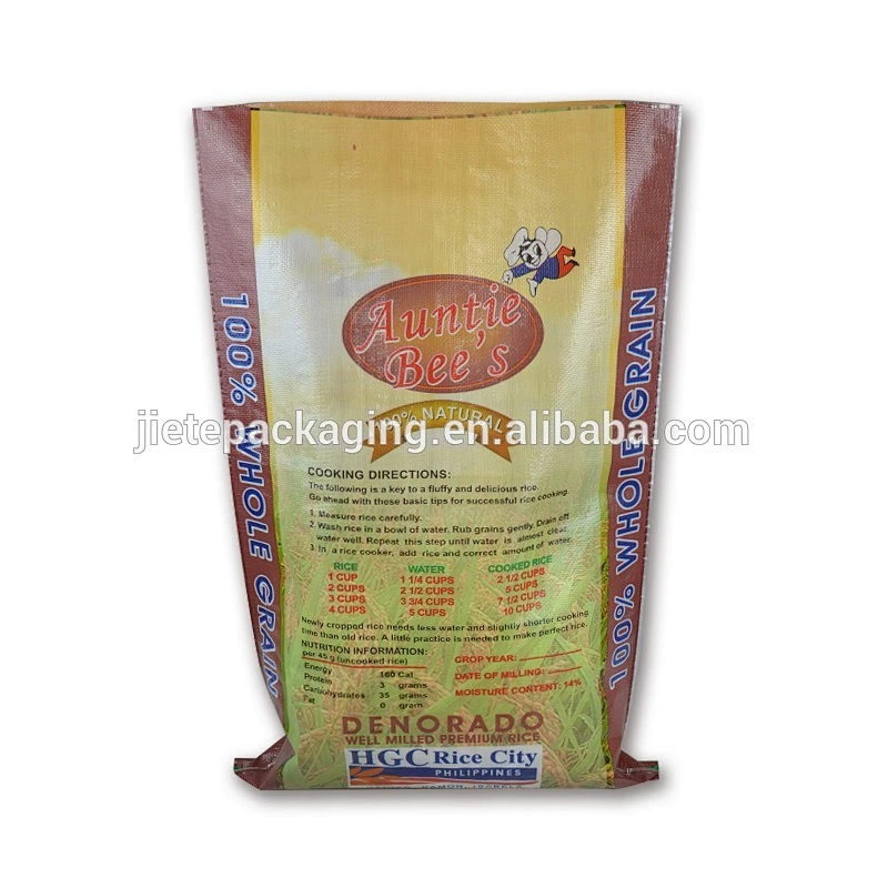 Video, printed PP woven plastic bags with own logo for packing rice
