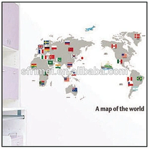 Hot Sale Wall Stickers Decorative Window Film A Map Of The World Design Decorative Window Film Stickers Free Shipping KC-2100