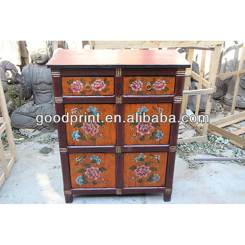 Antique Tibetan Reproduction Chinese Wooden Cabinet