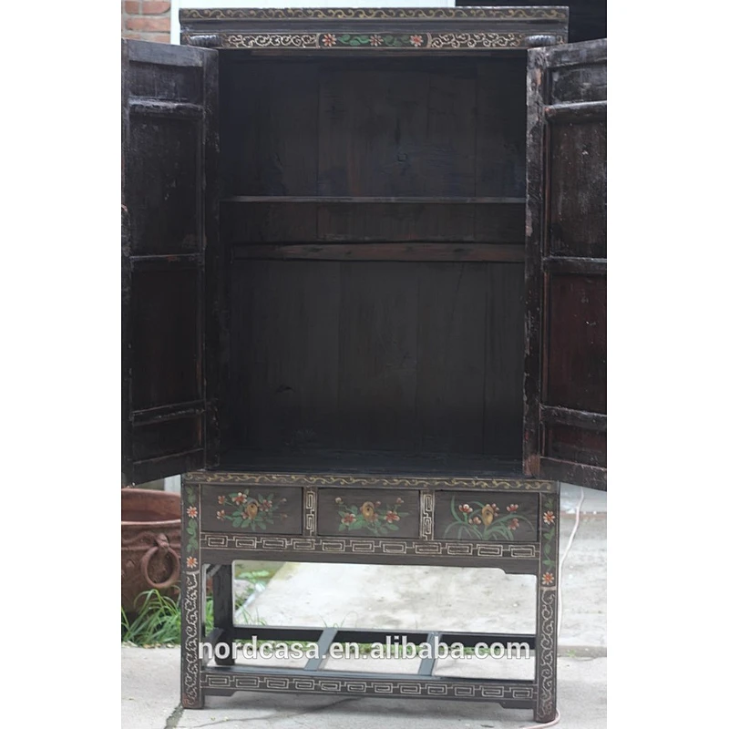 Chinese antique furniture recycled wooden clothes cabinet