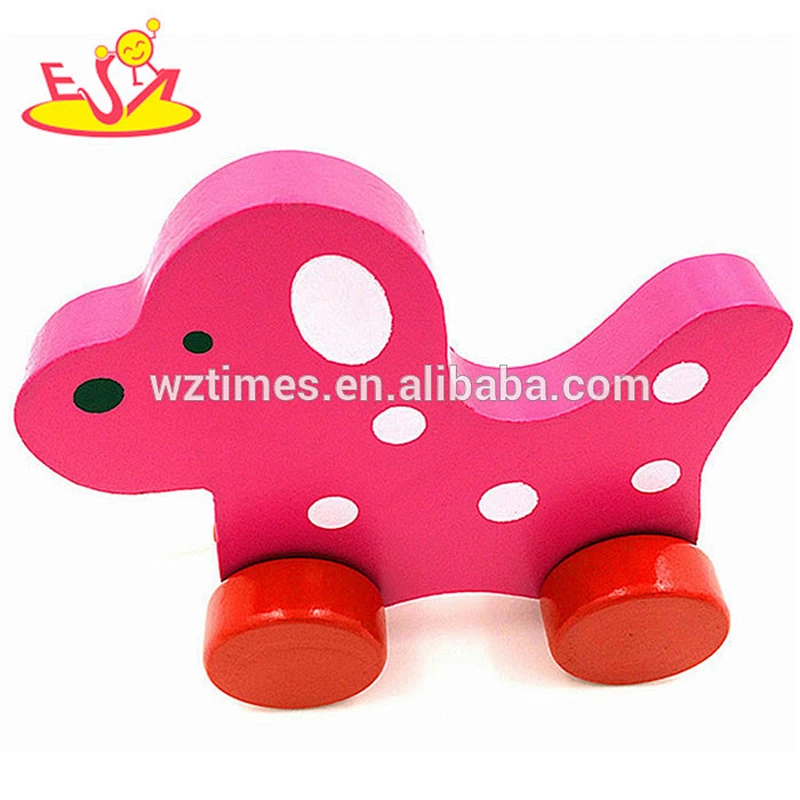 wholesale Educational wooden animal pull toy for Kids Games top quality Children Animal Wooden pull toy for promotion W05B110