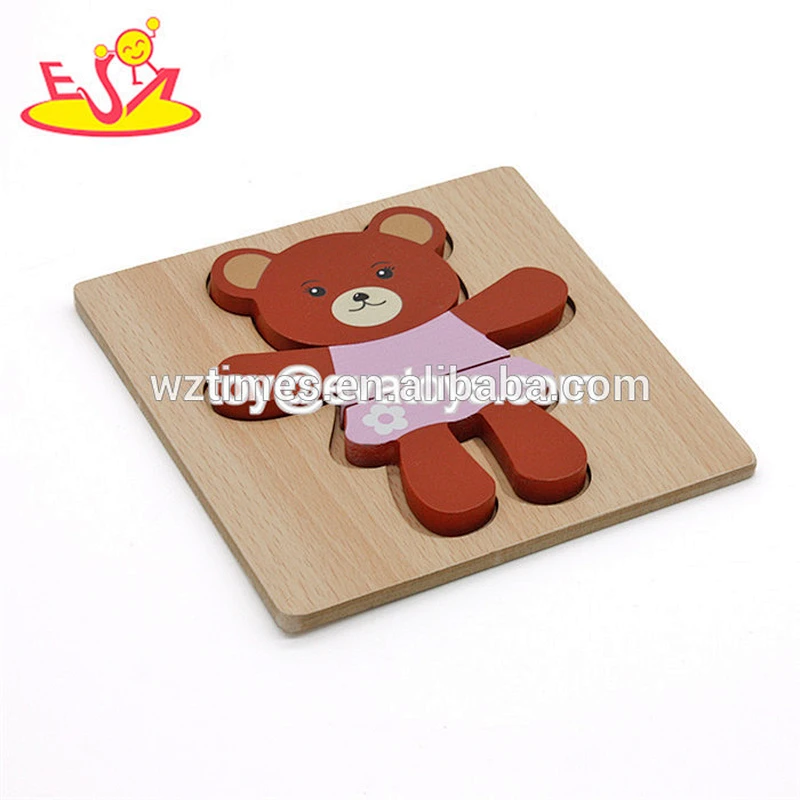 Wholesale cartoon style wooden airplane 3d jigsaw puzzle for children W14D044