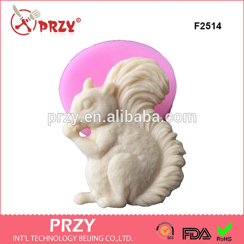 F2514 Squirrel with Acorn Silicone Rubber Flexible Food Safe Mold Mould-resin