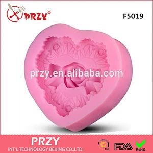 DIY heart shape rose character fondant silicone mold handmade chocolate molds