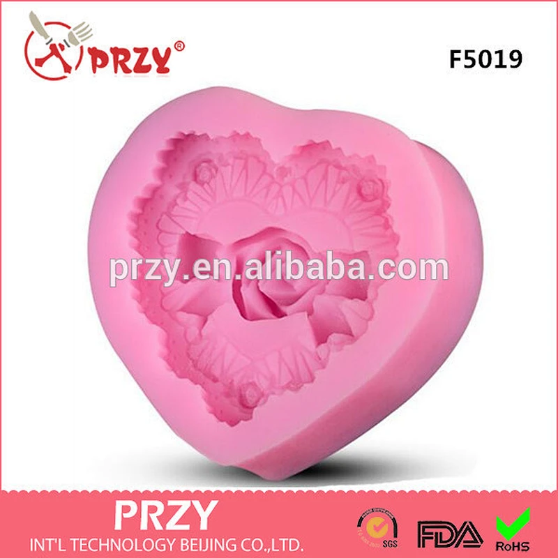 DIY heart shape rose character fondant silicone mold handmade chocolate molds