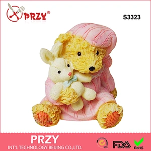S3323 3d teddy with rabbit Silicone soap molds animal handmade soap molds for wholesale