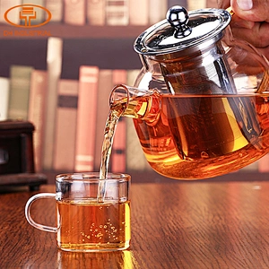 good quality borosilicate glass flower tea pot with Stainless steel filter