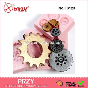 F3123 Gothic gear molds - steam punk silicone molds - set of 3 flexible molds that create 6 gears