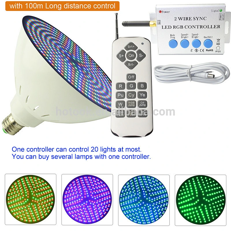AC12V 35W PAR56 E27 2 Wire Sync RGB LED Pool Light, Power Line Communication with 100M Long Distance Control