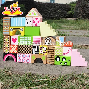 2018 New design 28 pieces children wooden block set high quality colorful kids wooden block set W13A120