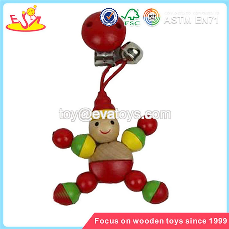 Wholesale new design lovely doll pendant kids wooden beaded toy W11E022
