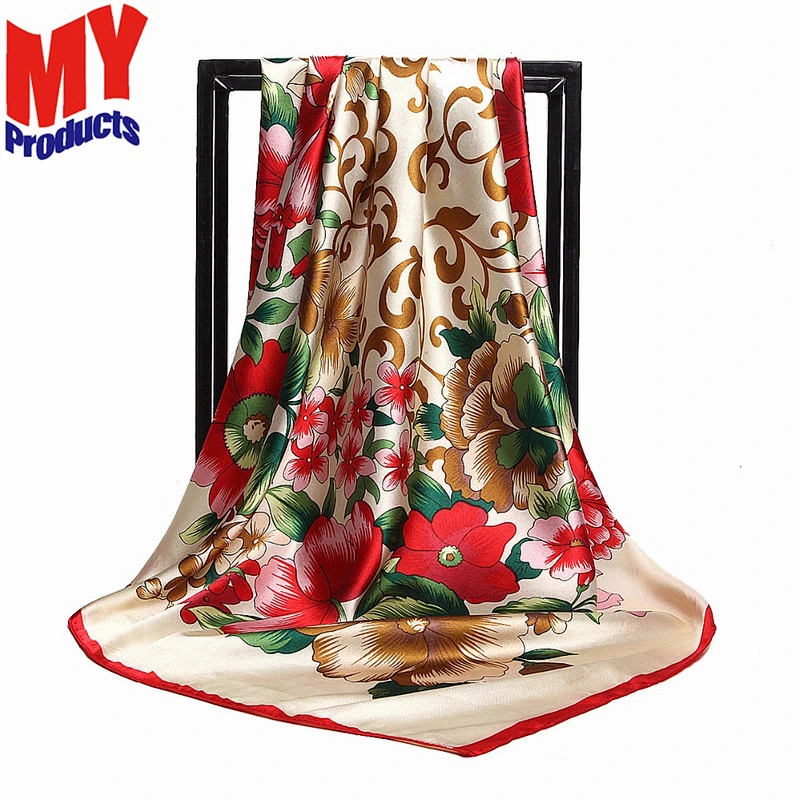 Scarf silk muslim square scarf orange black scarf for dubai