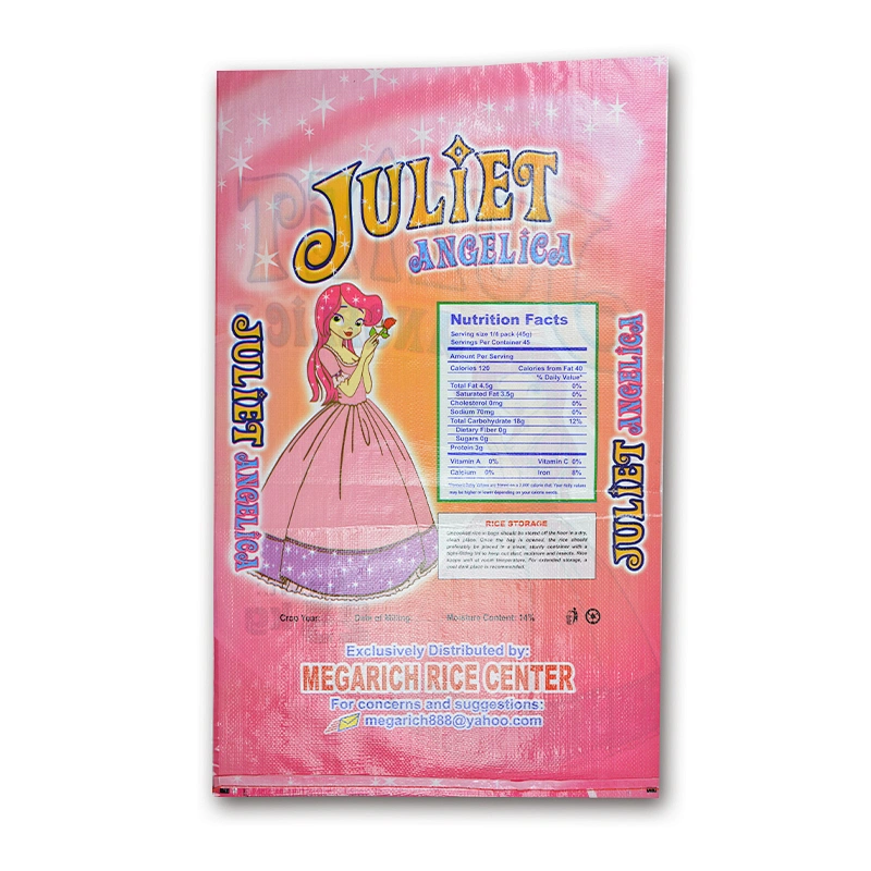 Customized wholesale pink rice bag with colorful printing 15kg 25kg