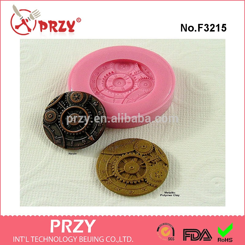 F3215 Steampunk Gear Disk Disc Cabochon Silicone Mold/Mould (23mm) chocolate, fondant, resin, pmc, polymer clay