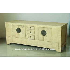 chinese antique reproduction furniture 3 drawer 4 door rustic natural cabinet