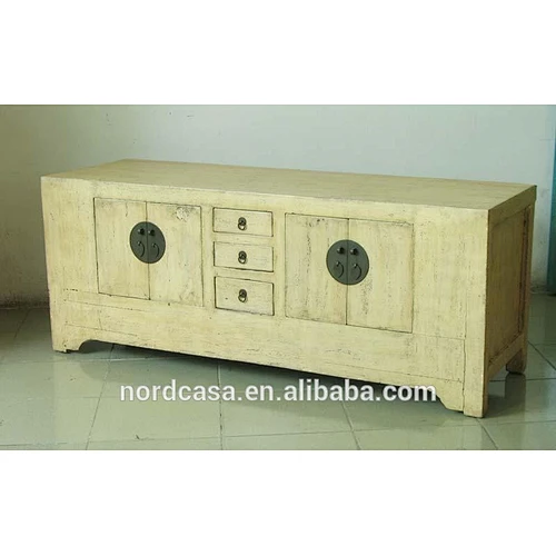 chinese antique reproduction furniture 3 drawer 4 door rustic natural cabinet