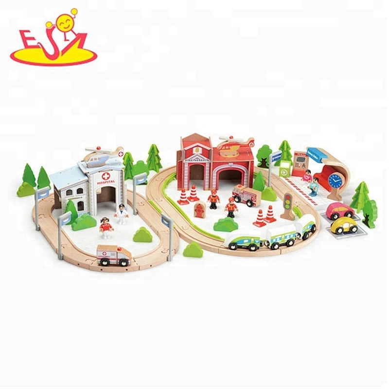 High speed funny wooden toy car track set for children W04E070