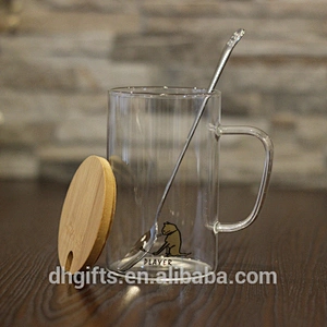 Drop shipping to Amazon warehouse directly unique design handmade glass cup with lid and spoon