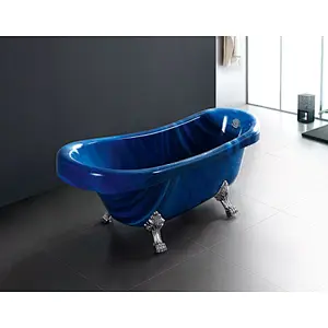Fashionable small size indoor hot tub blue modern bathtub for bathroom