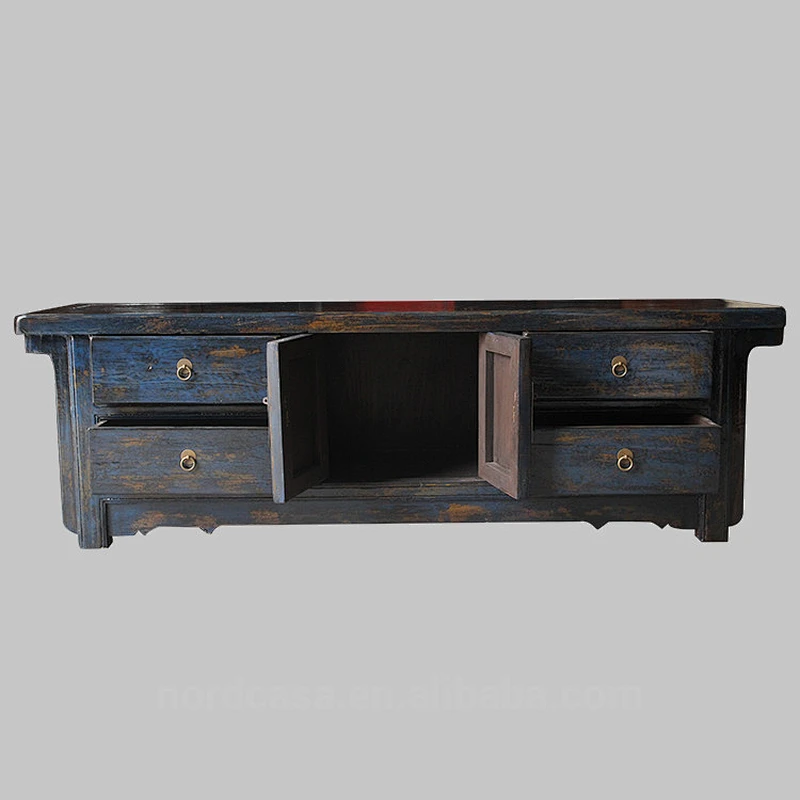 four drawer two door chinese antique style tv console