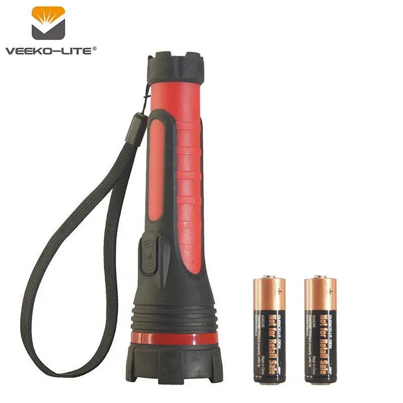 2018 hot sale 1W 70lumens LED TPR touch rubber and 2AA Battery plastic waterproof flashlight