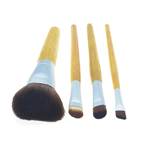Private label cosmetics tools 4pcs powder blush eyeshadow eyebrow bamboo makeup brush set