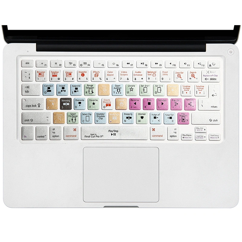 China Suppliers Waterproof Final cut pro X Shortcut Silicone Keyboard Protector custom keyboard cover for macbook pro 13 cover