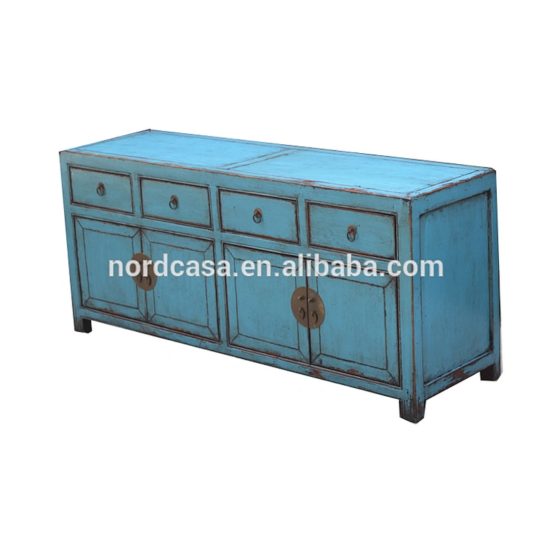 factory price of reclaimed wood chinese antique reproduction blue sideboard
