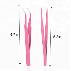 High Quality Wholesale Mini Black False Eyelash Extension Stainless Steel Slant Tip Lash Tweezer Sets Manufacturer