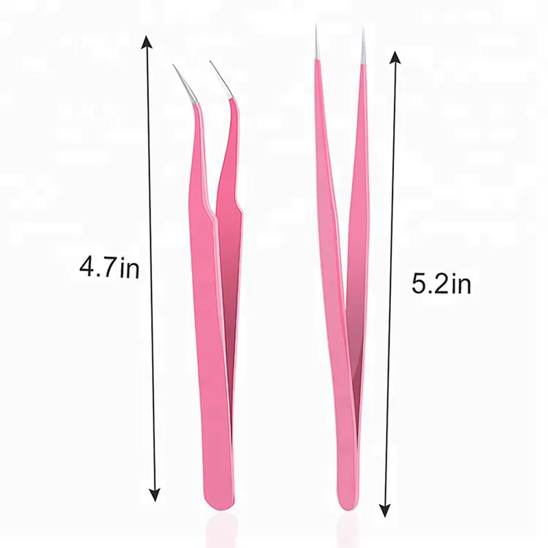 High Quality Wholesale Mini Black False Eyelash Extension Stainless Steel Slant Tip Lash Tweezer Sets Manufacturer