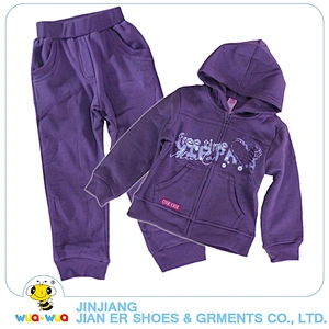 Wholesale kids sport wear cotton hooded jacket and pants clothes set