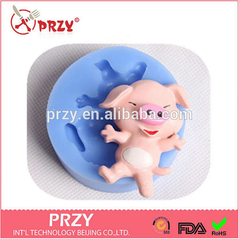 2015 hotsale food grade cake decor silicone pig mold