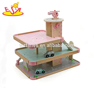 New design funny wooden toy car park for kids W04B056